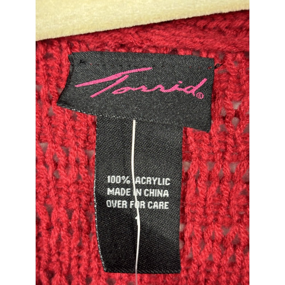 Torrid‎ Sweater Tunic 1X Red Cowl Neck Belted Cozy Plus Size Boho Lagenlook NWT - Picture 6 of 7